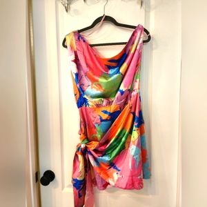 Asymmetric faux wrap dress